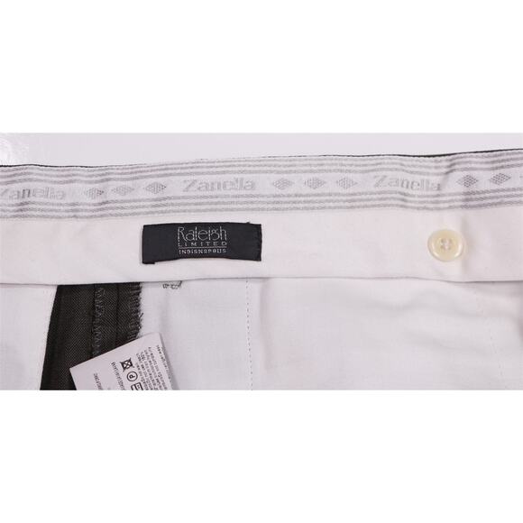 Zanella Todd Dark Green Flat Front Wool Dress Pants Trousers 38x26 - Picture 6 of 7